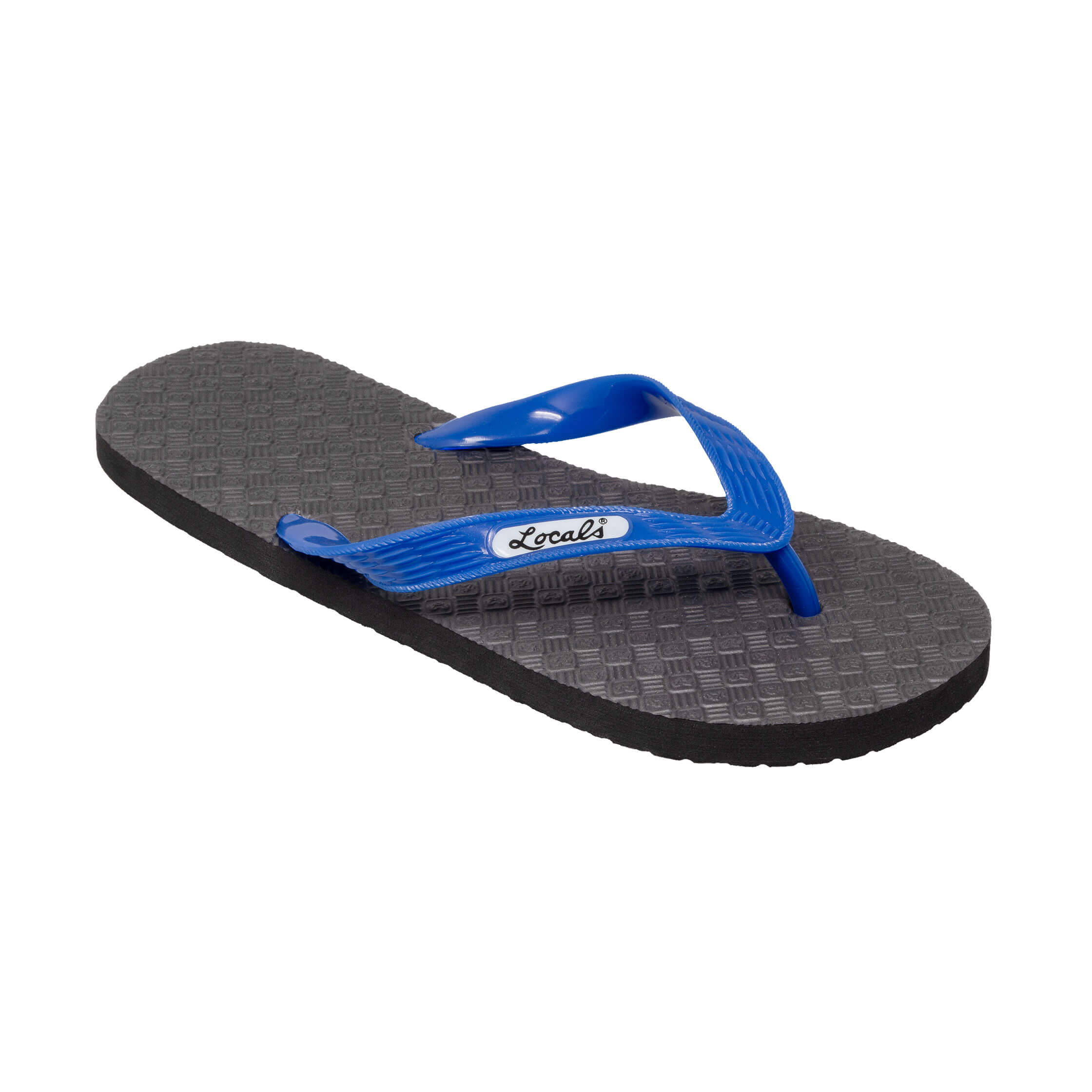 Locals Original Black Platform Slippahs with Solid Blue Strap