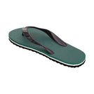 Locals Unisex Stripe Green Flip Flops featuring a Green/Black platform with a White stripe and a Solid Black strap.