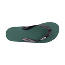 Locals Unisex Stripe Green Flip Flops featuring a Green/Black platform with a White stripe and a Solid Black strap.