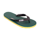 Locals Unisex Stripe Green Bay Flip Flops featuring a Green/Yellow platform with a White stripe and a Solid Black strap.